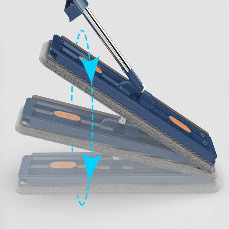 CleanGlide Pro Mikrofaser Flachmopp - 360° Drehbarer Kopf, Wiederverwendbarer Wischer, Innovatives Drainagesystem, EVA Wischpad