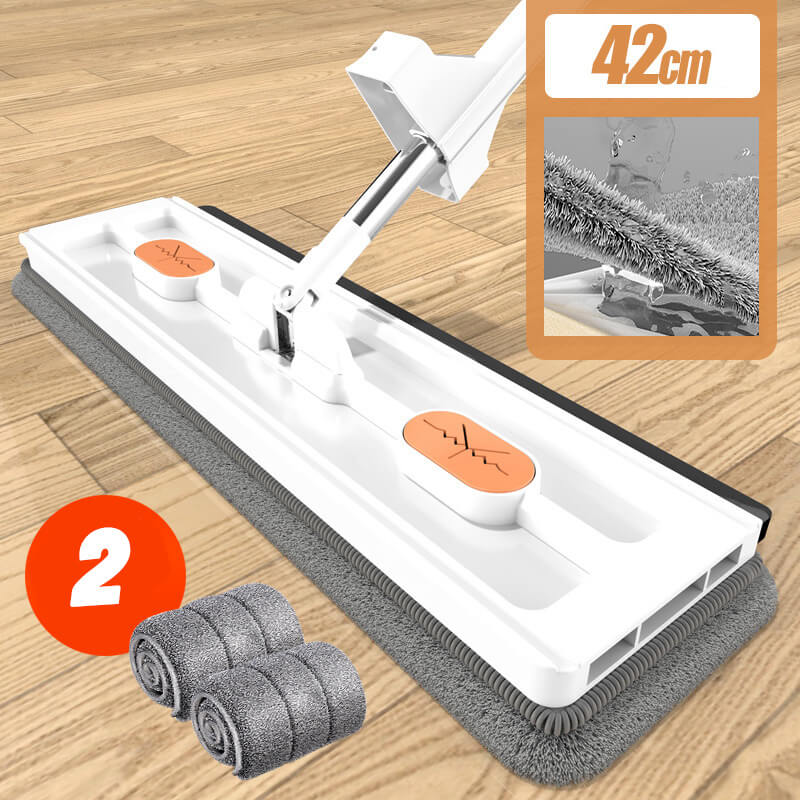 CleanGlide Pro Mikrofaser Flachmopp - 360° Drehbarer Kopf, Wiederverwendbarer Wischer, Innovatives Drainagesystem, EVA Wischpad
