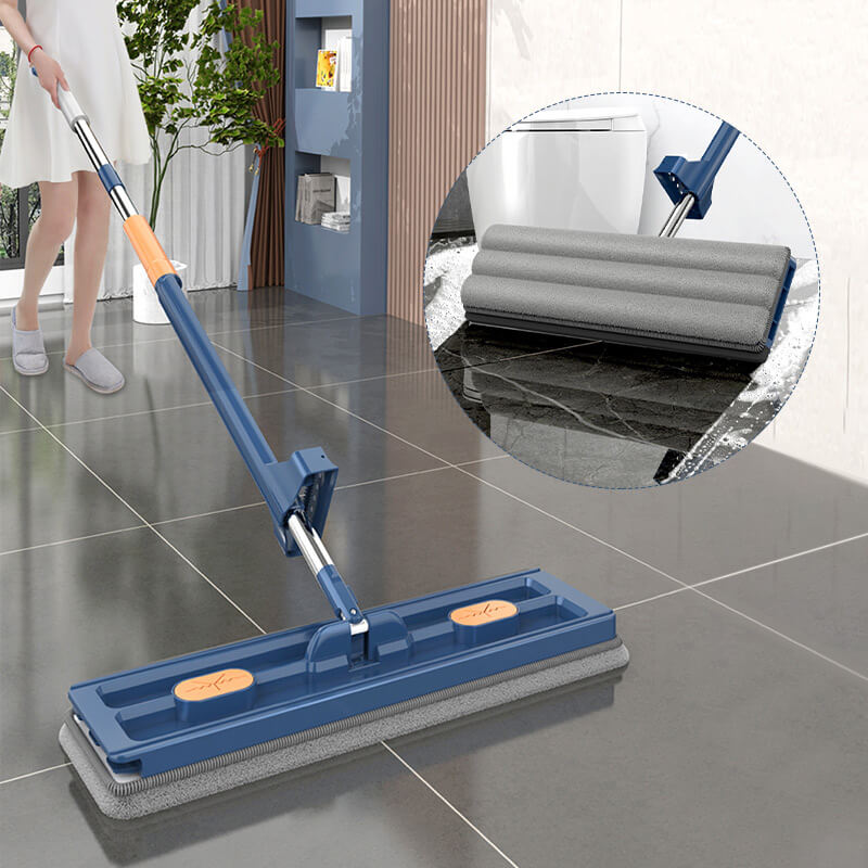 CleanGlide Pro Mikrofaser Flachmopp - 360° Drehbarer Kopf, Wiederverwendbarer Wischer, Innovatives Drainagesystem, EVA Wischpad