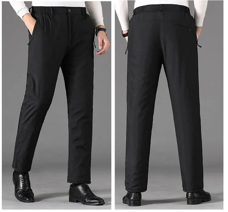 Thermo-Winterhose für Herren - Wind- und wasserdichte Außenhose - Innen mit Plüschfutter für maximale Wärme - Ideal für kalte Tage - Schwarz