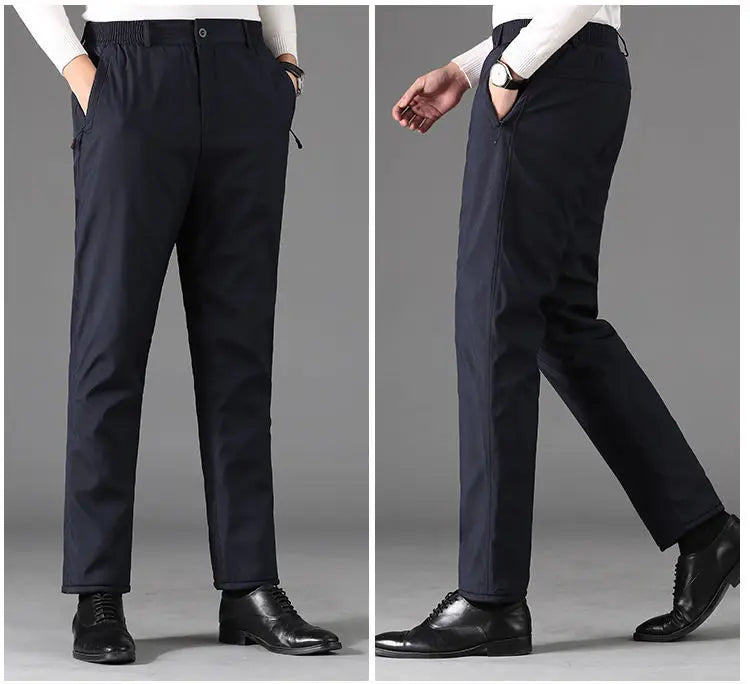 Thermo-Winterhose für Herren - Wind- und wasserdichte Außenhose - Innen mit Plüschfutter für maximale Wärme - Ideal für kalte Tage - Schwarz