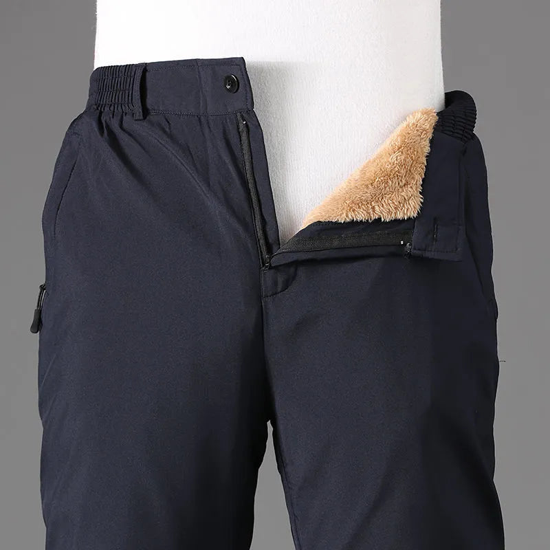 Thermo-Winterhose für Herren - Wind- und wasserdichte Außenhose - Innen mit Plüschfutter für maximale Wärme - Ideal für kalte Tage - Schwarz