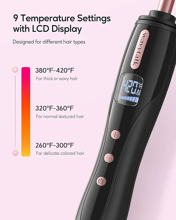 Mini-Lockenstab CurlFlare - 3/8-Zoll Keramik - 9 Temperatureinstellungen (260℉ - 420℉) - Schnelles Aufheizen & automatische Abschaltung - Ideal für Reisen - Für glänzende, glatte Locken