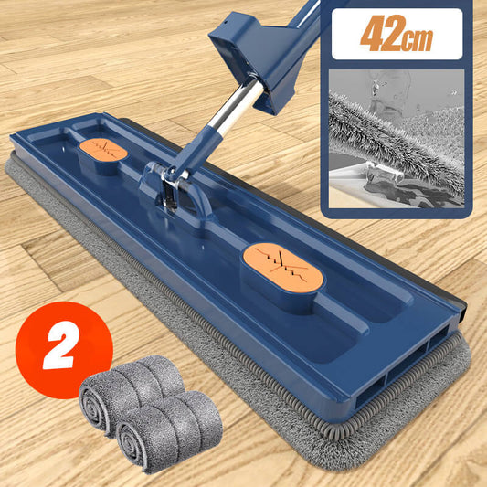 CleanGlide Pro Mikrofaser Flachmopp - 360° Drehbarer Kopf, Wiederverwendbarer Wischer, Innovatives Drainagesystem, EVA Wischpad