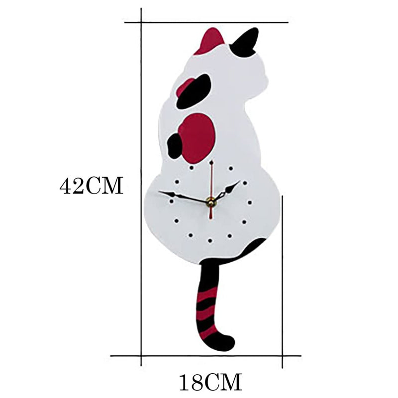 Wanduhr im Katzen-Design - Kreative Katzen-Pendeluhr - Dekorative Uhr für Wohnzimmer oder Kinderzimmer - Schwarz und Weiß
