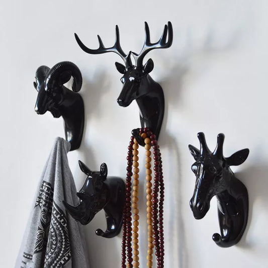 RusticAnimal Wall Hooks - Dekorative Tierkopf-Haken im Vintage-Stil für Wanddekoration und praktischen Stauraum