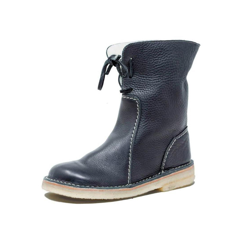 Damen Winterstiefel mit Kunstfellfutter - Warme Schnürstiefel für kalte Tage - Rutschfeste Sohle - Braun - Komfortabel und robust