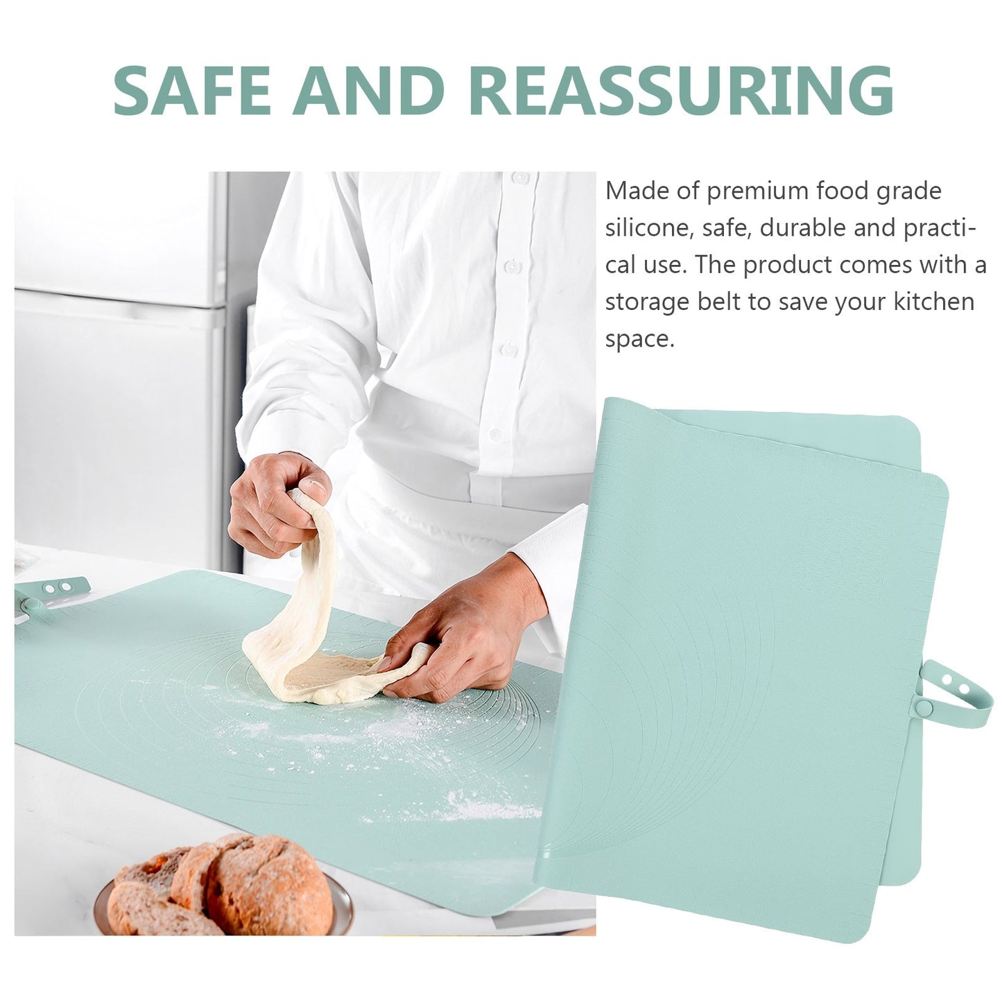 FlexiBake - Silikon Backmatte für müheloses Kneten, Backen und saubere Arbeitsflächen
