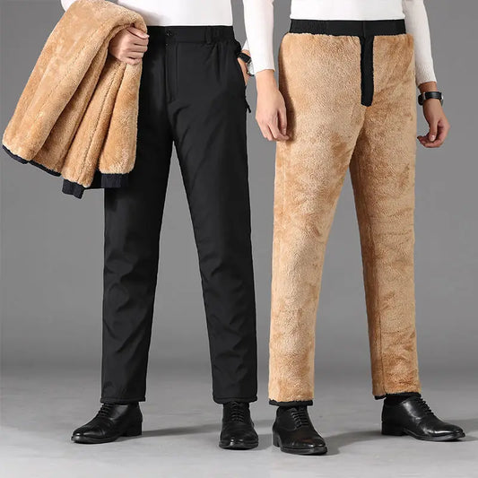 Thermo-Winterhose für Herren - Wind- und wasserdichte Außenhose - Innen mit Plüschfutter für maximale Wärme - Ideal für kalte Tage - Schwarz