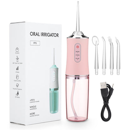 FlexiJet Clean - Kabelloser Oral Irrigator für eine gründliche Zahnpflege, tragbare Wasser-Zahnseide mit einstellbarem Druck und 360° Rotationsdüse