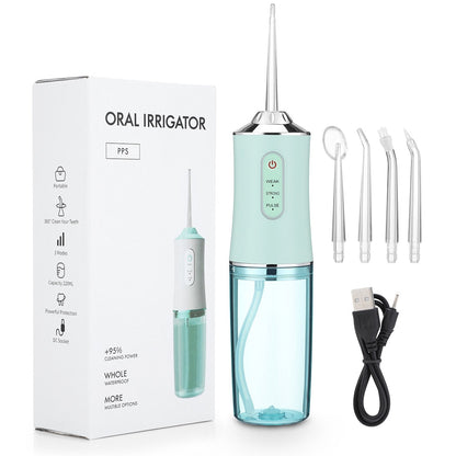 FlexiJet Clean - Kabelloser Oral Irrigator für eine gründliche Zahnpflege, tragbare Wasser-Zahnseide mit einstellbarem Druck und 360° Rotationsdüse