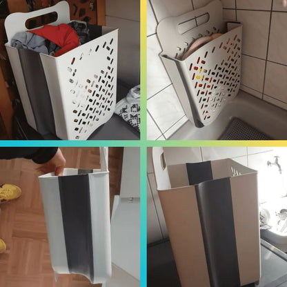 Wandhängender faltbarer Wäschekorb - platzsparende Aufbewahrung, ideal für kleine Räume