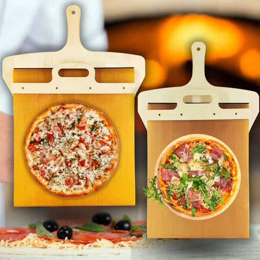 lexiPizza Holzschieber - Pizzaschaufel aus italienischer Handwerkskunst, Schiebemechanismus für müheloses Pizzabacken, 55 cm Länge