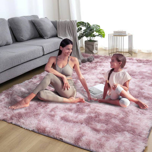 Weicher, hypoallergener Teppich für Wohnzimmer und Schlafzimmer - ComfortGlow Gradient, rutschfest, maschinenwaschbar, luxuriöse Plüschmatte