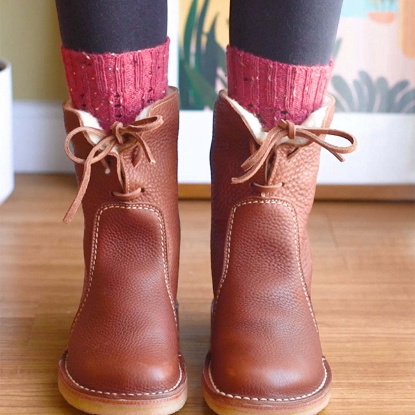 Damen Winterstiefel mit Kunstfellfutter - Warme Schnürstiefel für kalte Tage - Rutschfeste Sohle - Braun - Komfortabel und robust